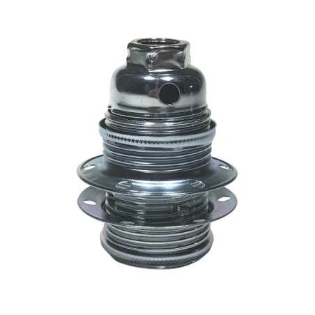 Round metal lamp holder with E14 thread and washers