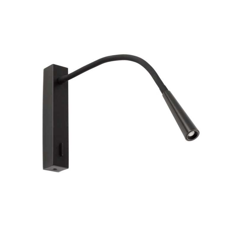 Wall lamp with integrated LED in matte black steel CHARRAY