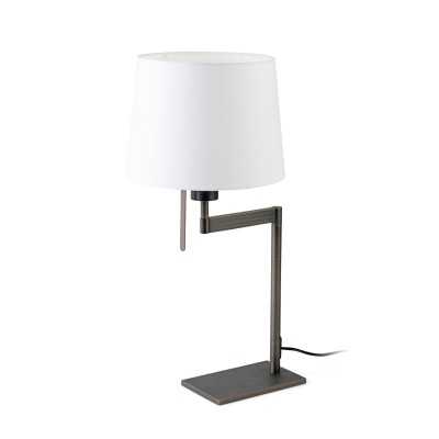 Table lamp made of brushed bronze steel with E27 socket.