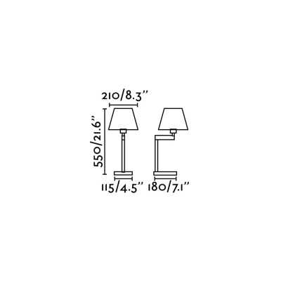 Table lamp made of brushed bronze steel with E27 socket.
