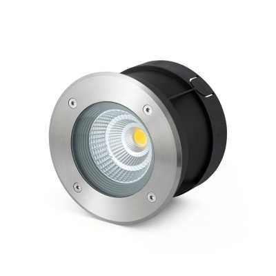 Floor lamp with integrated LED in brushed steel, CAURON.