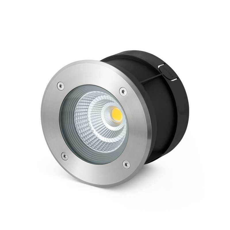 Floor lamp with integrated LED in brushed steel, CAURON.