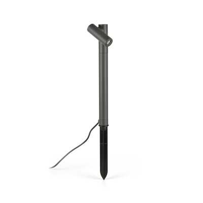 Floor lamp with integrated LED in gray aluminum POUZOL
