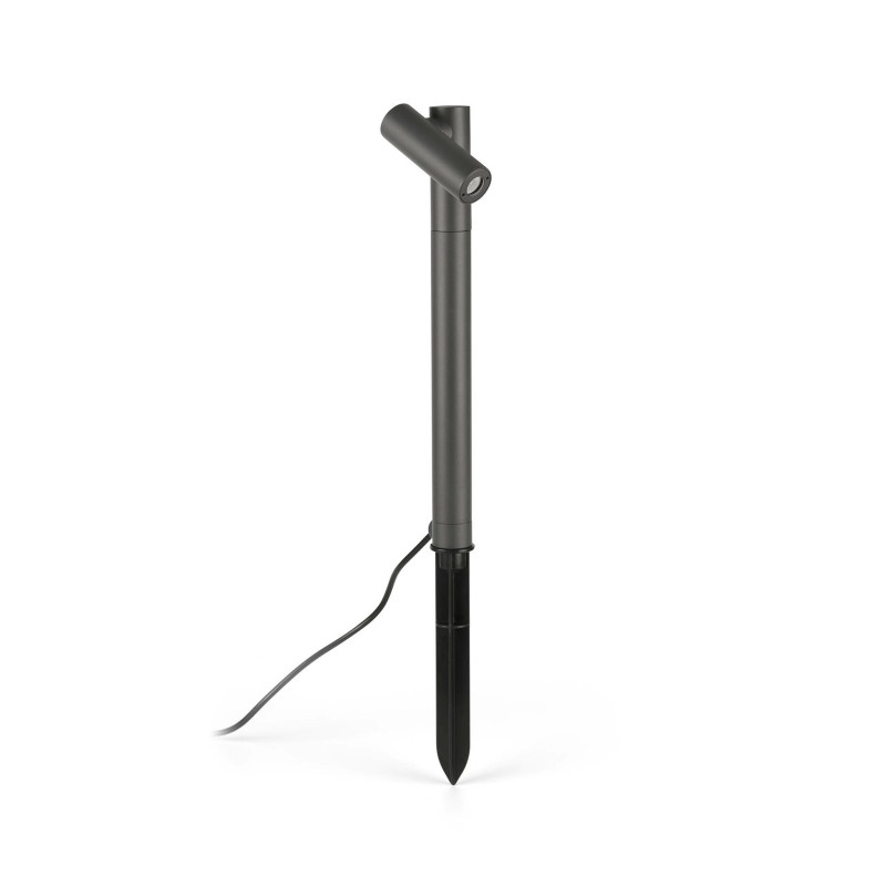 Floor lamp with integrated LED in gray aluminum POUZOL
