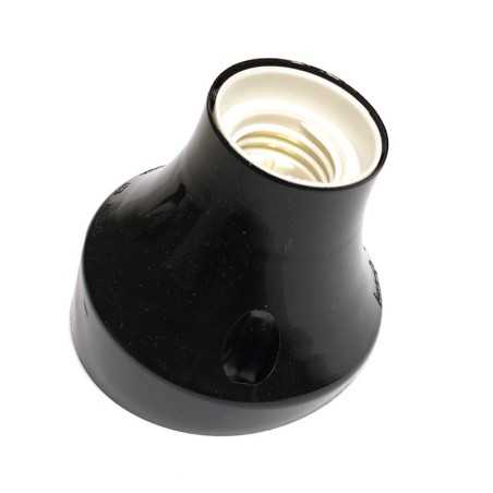 Wall lamp with plastic socket, inclined and black.