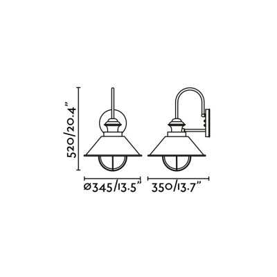Wall lamp in oxidized steel with E27 socket, ARRIGAS