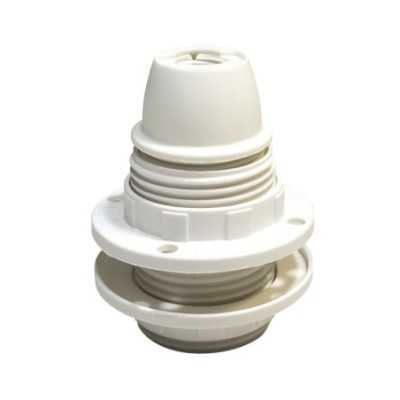Thermoplastic E14 white lamp holder with washers