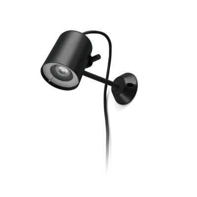 Wall lamp in matte black polycarbonate with GU10 socket