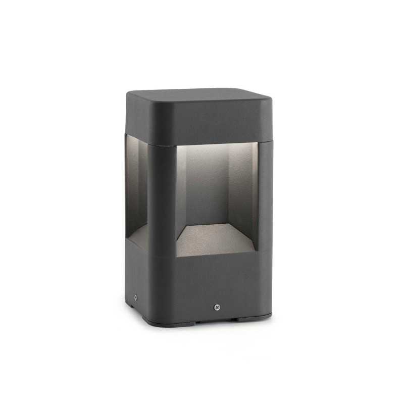 Wall-mounted lamp with integrated LED in gray aluminum, HEMING.