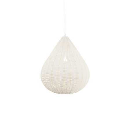 Simple pendant POLCY made of wicker with E27 LED in white color