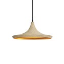 Simple pendant lamp made of hemp with E27 LED light bulb in wood color.