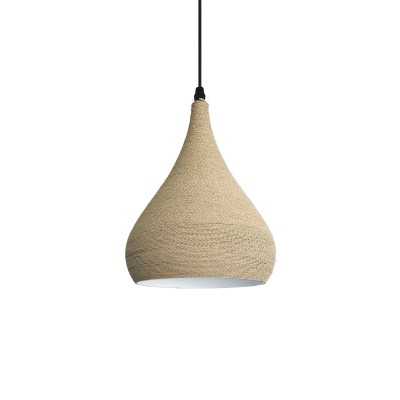 Simple pendant lamp SERVY hemp E27 LED in wood color
