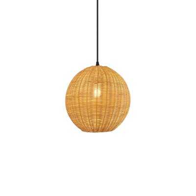 Simple pendant light DUNGY wicker E27 LED in wood color