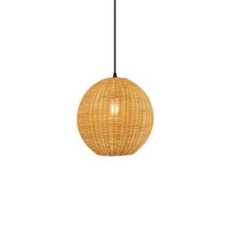 Simple pendant light DUNGY wicker E27 LED in wood color