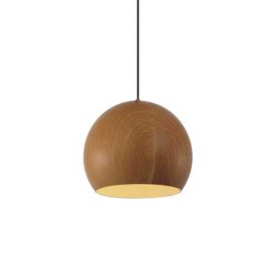 Simple pendant light CHAVY metal E27 LED in wood color