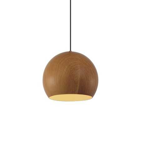 Simple pendant light CHAVY metal E27 LED in wood color