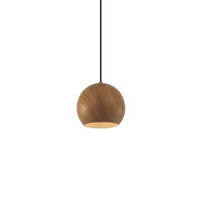 Simple pendant light MORLU metal E27 LED wood color