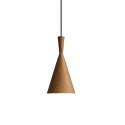 Simple pendant light IMBRY in aluminum with E27 LED in wood color.