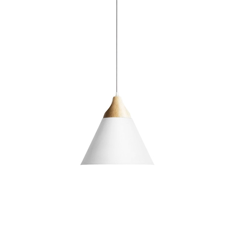 Simple pendant light SOUIL made of wood with E27 LED in white color