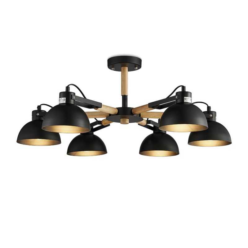 MAYOU multiple pendant light made of wood with E27 LED in black color