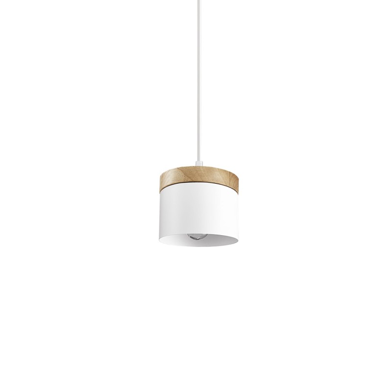 Simple pendant light BIRE wood E27 LED white color