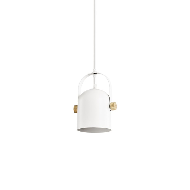 Simple pendant light FOUGY made of wood with E27 LED in white color
