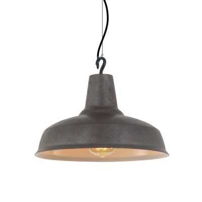 Simple pendant FAVIC metal E27 LED in rustic gray color