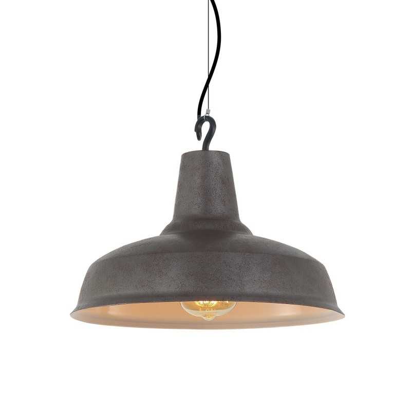 Simple pendant FAVIC metal E27 LED in rustic gray color