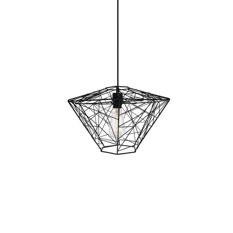 Simple pendant light ORCUN in black metal with E27 LED bulb