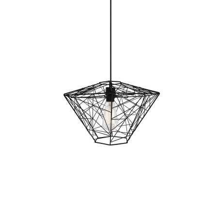 Simple pendant light ORCUN in black metal with E27 LED bulb