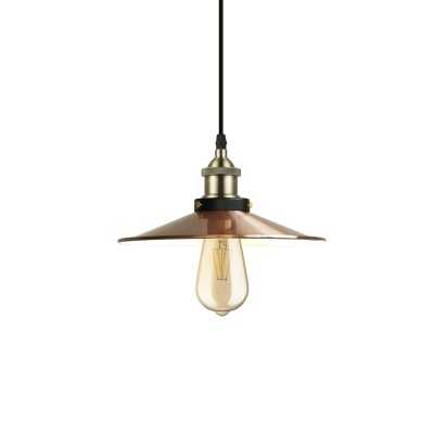 LUNEL simple pendant light in metal with E27 LED in shiny copper color