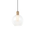 DISSE simple pendant light made of wood with E27 LED in transparent color