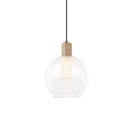 DISSE simple pendant light made of wood with E27 LED in transparent color