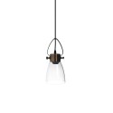 Simple pendant light VELAY in brushed copper metal with E27 LED color.
