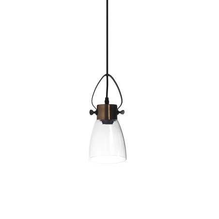 Simple pendant light VELAY in brushed copper metal with E27 LED color.