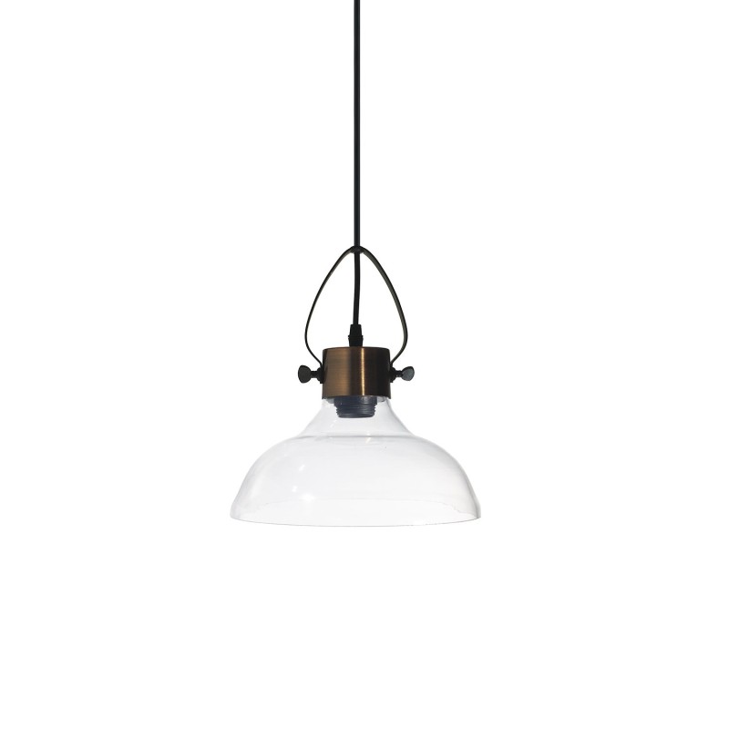 Simple pendant light BRYON in metal with E27 LED in brushed copper color.