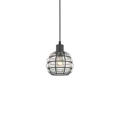 Simple pendant lamp made of iron with E27 LED in black color.
