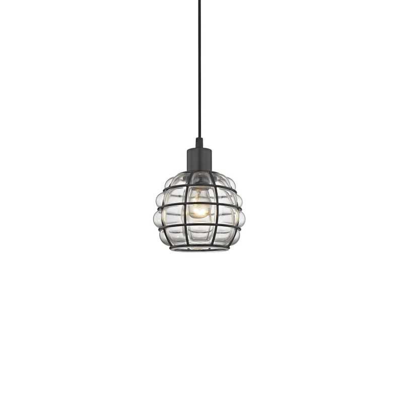 Simple pendant lamp made of iron with E27 LED in black color.