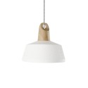 Simple pendant light with wooden bullets E27 LED in white color