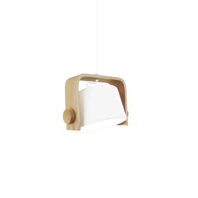 Simple pendant light with wooden frame, E27 LED in white color