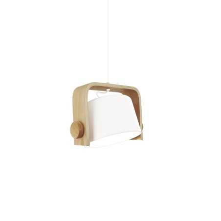 Simple pendant light with wooden frame, E27 LED in white color
