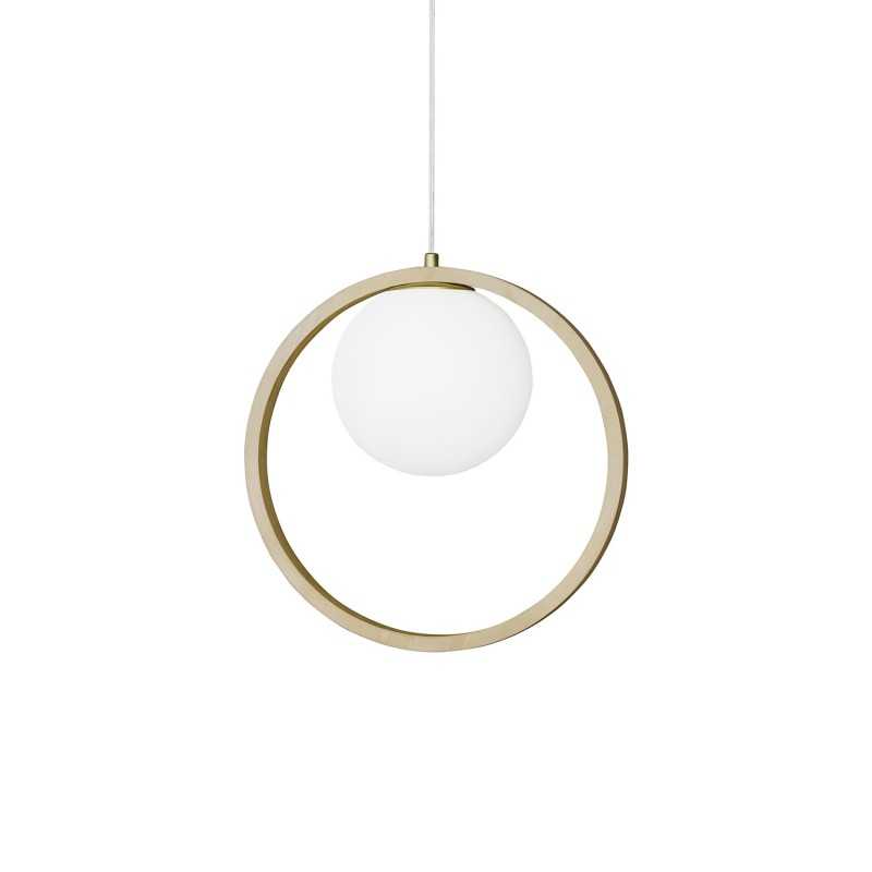 Simple pendant light BINON in wood with E27 LED in wood color