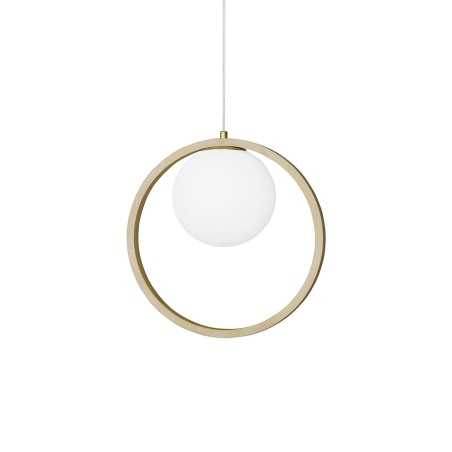 Simple pendant light BINON in wood with E27 LED in wood color