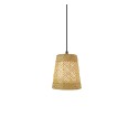 Simple pendant light REAUD wicker E27 LED in wood color