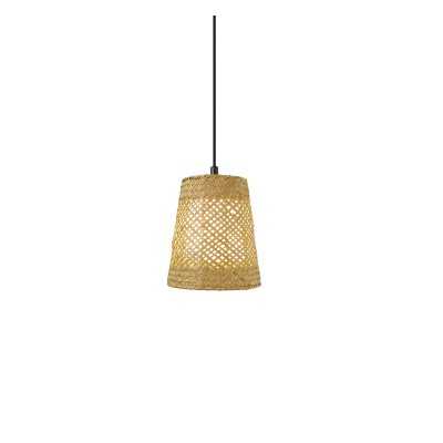Simple pendant light REAUD wicker E27 LED in wood color