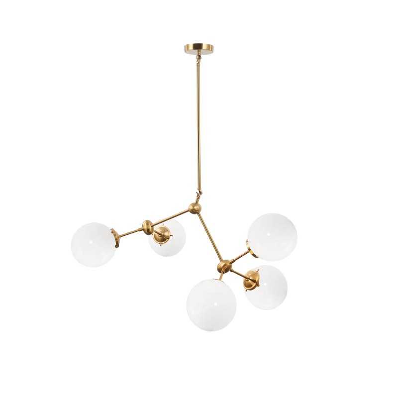 Multiple pendant light fixture OULS metal E27 LED in brushed brass color