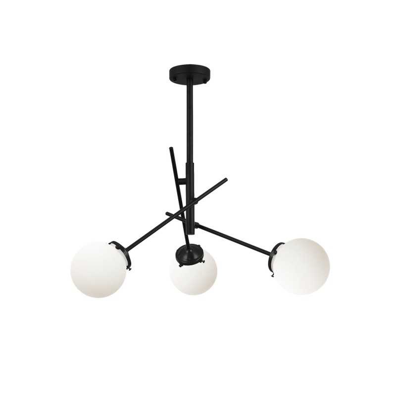 Multiple pendant light TRAIN metal E27 LED in black color