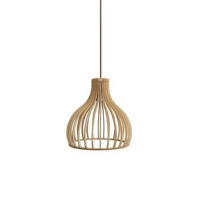 TORCY simple pendant light in wood with E27 LED wood color