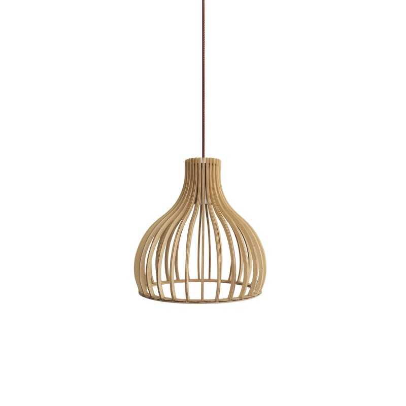 TORCY simple pendant light in wood with E27 LED wood color