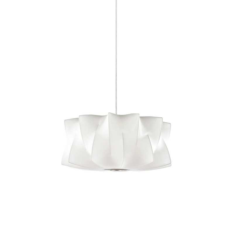 Simple pendant lamp made of VINLY resin polymer with E27 LED in white color.